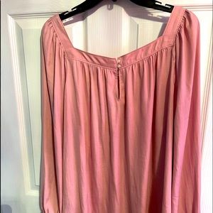 Euc dusty pink square neck blouse xl button sleeve